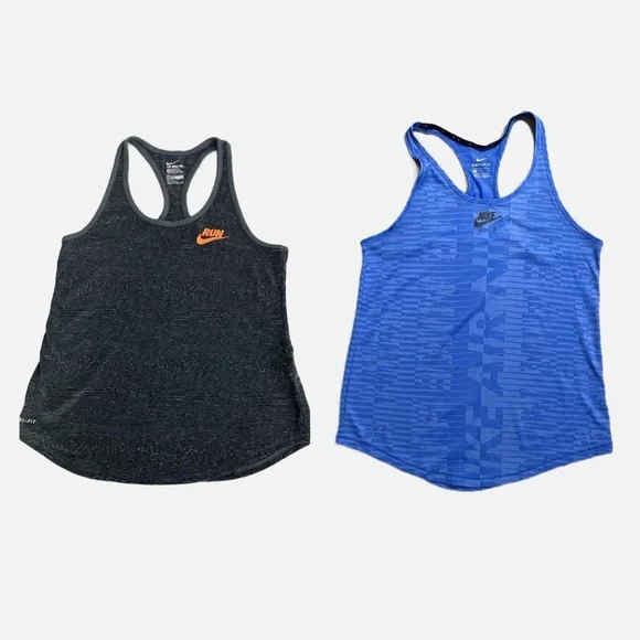 Nike Air Dri-Fit Women's Tank Tops Set of Two Size Medium Racer Back Running Gym - Picture 1 of 12
